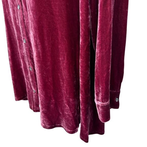 J Jill Womens Velvet Silk Blend Button Up Longline Long Sleeve Shirt Top sz L - Picture 8 of 16